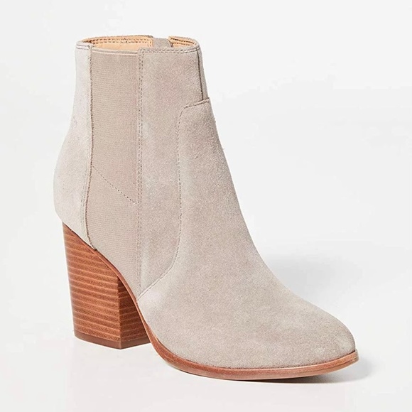 Soludos Emma Mineral Grey Suede Ankle Booties Leather Casual Block Heel Boots 10 - Picture 4 of 12